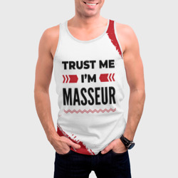 Мужская майка 3D Trust me I'm masseur white - фото 2
