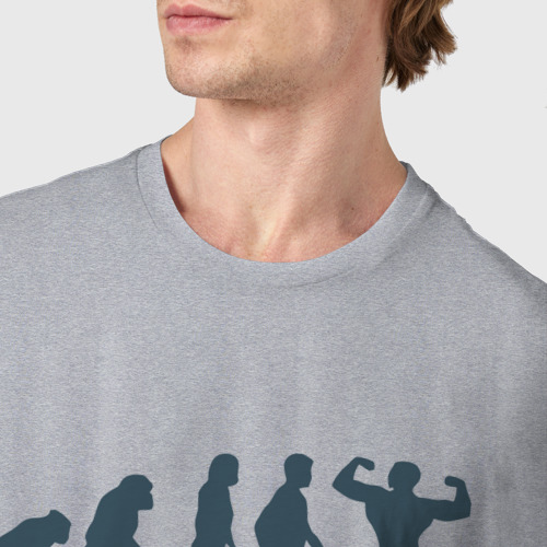 Мужская футболка хлопок Эволюция человека это спорт, цвет меланж - фото 6