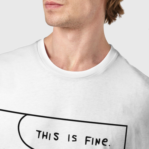 Мужская футболка хлопок This is fine mem, цвет белый - фото 6