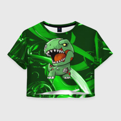 Женская футболка Crop-top 3D Динозаврик зомби