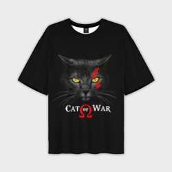 Мужская футболка oversize 3D Cat of war collab