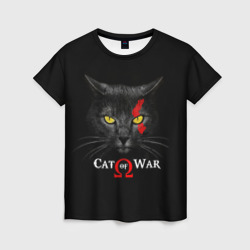 Женская футболка 3D Cat of war collab