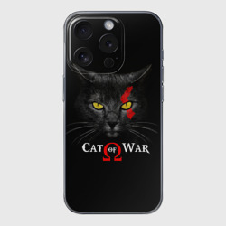Чехол для iPhone 15 Pro Max силиконовый с защитой камеры Cat of war collab