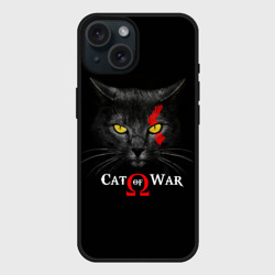 Чехол силиконовый для Apple iPhone 15 матовый Cat of war collab