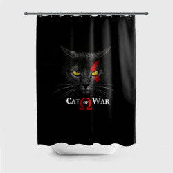 Штора 3D для ванной Cat of war collab