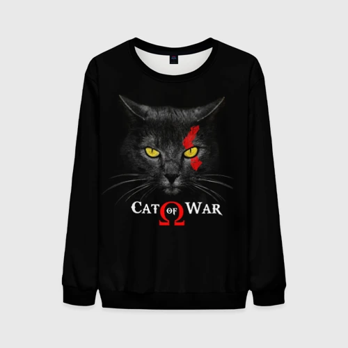 Мужской свитшот 3D Cat of war collab