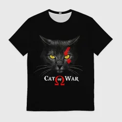 Мужская футболка 3D Cat of war collab