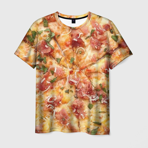 Мужская футболка с принтом Вкусная пицца, вид спереди №1