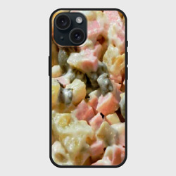 Чехол силиконовый для Apple iPhone 15 матовый Салат оливье