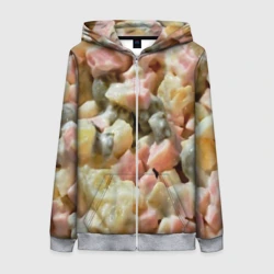 Женская толстовка 3D на молнии Салат оливье