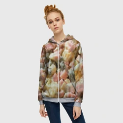 Женская толстовка 3D на молнии Салат оливье - фото 2