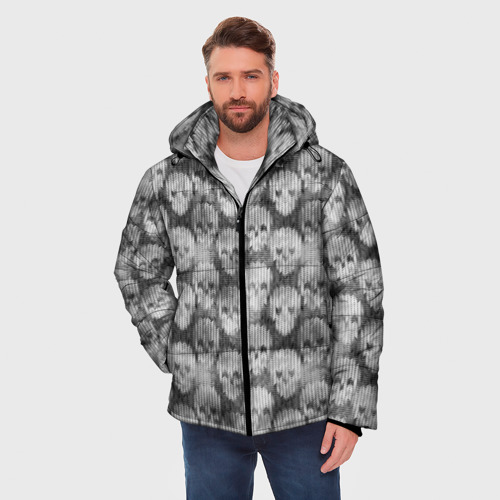 Мужская зимняя куртка 3D Череп эффект вязаного изделия, цвет красный - фото 3