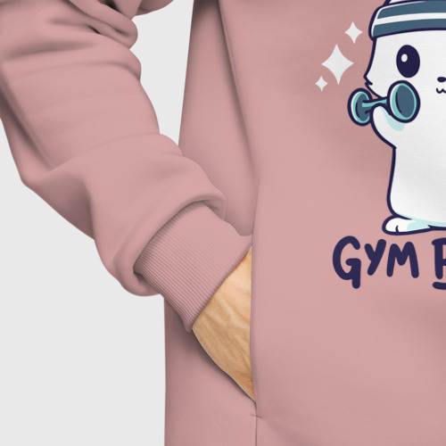 Мужское худи Oversize хлопок Gym bunny, цвет пыльно-розовый - фото 8