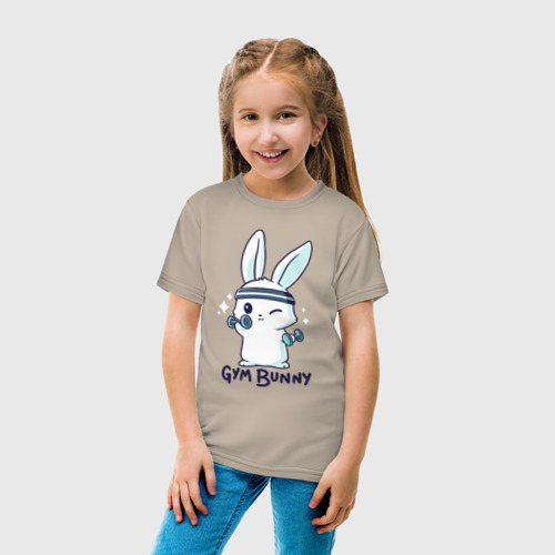 Детская футболка хлопок Gym bunny, цвет миндальный - фото 5