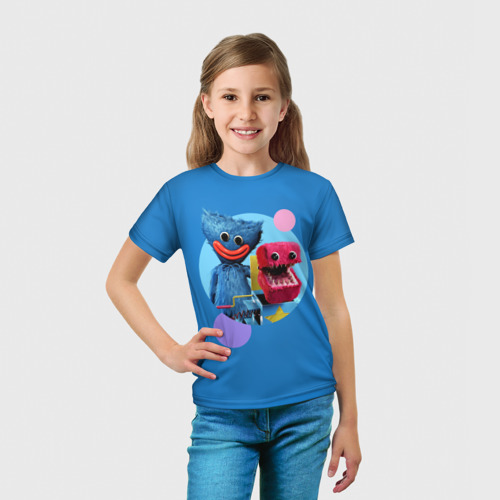 Детская футболка 3D с принтом Poppy Playtime Хагги Вагги и Бокси Бу, вид сбоку #3