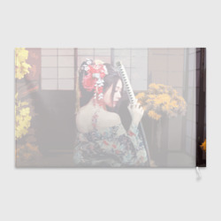 Флаг 3D Японская девушка с самурайским мечом - фото 2