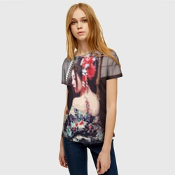 Женская футболка 3D Японская девушка с самурайским мечом - фото 2