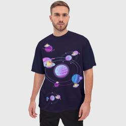 Мужская футболка oversize 3D Космические котята - фото 2