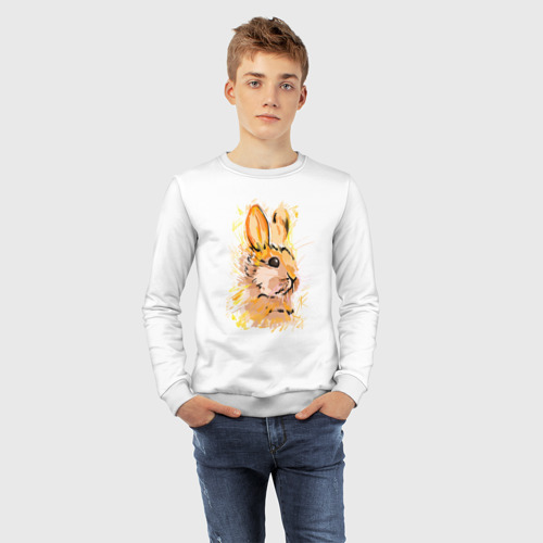 Детский свитшот хлопок с принтом Портрет рыжего кролика, фото #4