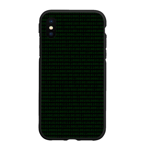 Чехол для iPhone XS Max матовый Однотонный двоичный код, цвет черный