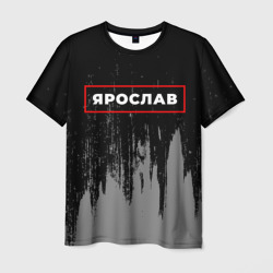 Мужская футболка 3D Ярослав - в красной рамке на темном