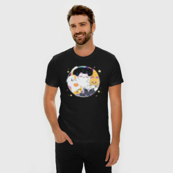 Мужская футболка хлопок Slim Котики в космическом пространстве - фото 2