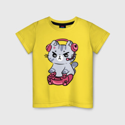 Детская футболка хлопок Котёнок заядлый игроман