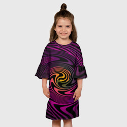 Детское платье 3D Бордово черный абстрактный узор спираль - фото 2