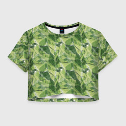 Милитари листья крупные – Женская футболка Crop-top 3D с принтом купить