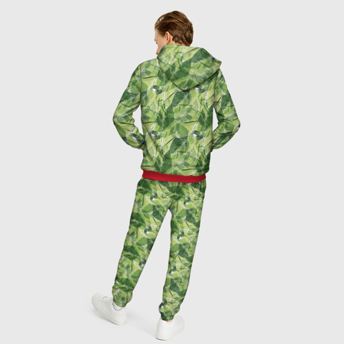 Мужской 3D костюм с принтом Милитари листья крупные, вид сзади #2