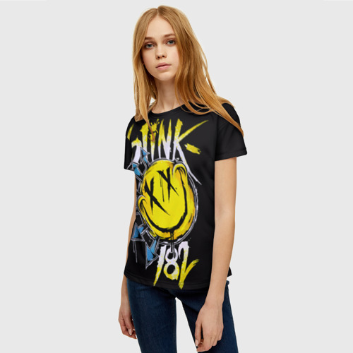 Женская футболка 3D Блинк смайл, цвет 3D печать - фото 3