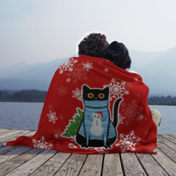 Плед 3D Котик в свитере с ёлочкой - фото 2