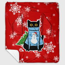 Плед с рукавами Котик в свитере с ёлочкой