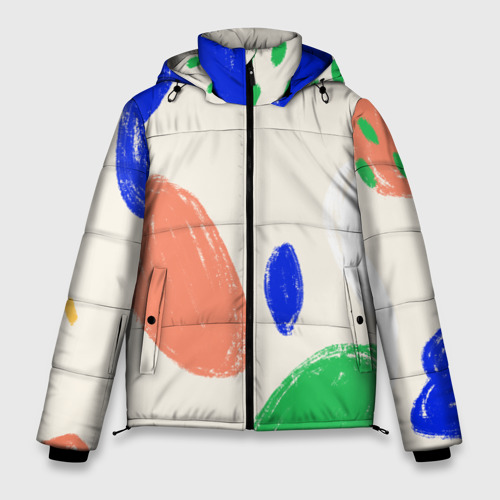 Мужская зимняя куртка 3D с принтом Разноцветные пятна, вид спереди #2