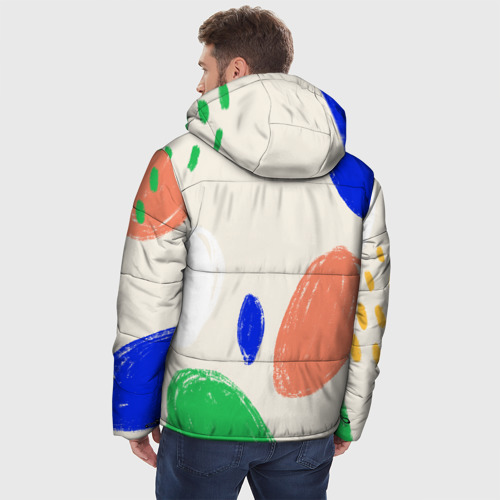 Мужская зимняя куртка 3D с принтом Разноцветные пятна, вид сзади #2