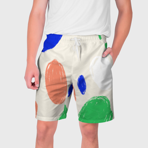 Мужские шорты 3D с принтом Разноцветные пятна, вид спереди #2