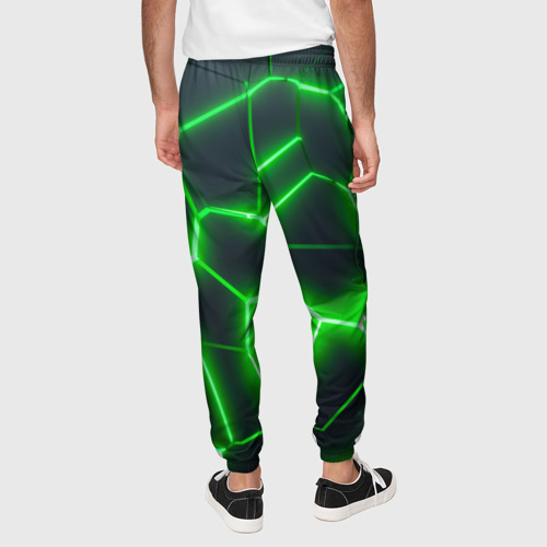 Мужские брюки 3D Зелёные неоновые плиты, цвет 3D печать - фото 5