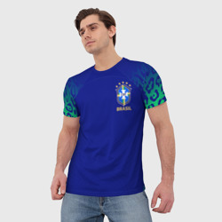 Мужская футболка 3D Форма сборной Бразилии ЧМ 2022 гостевая - фото 2