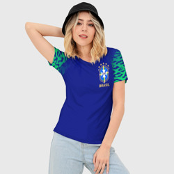 Женская футболка 3D Slim Форма сборной Бразилии ЧМ 2022 гостевая - фото 2
