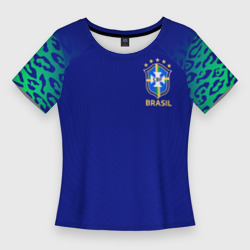 Женская футболка 3D Slim Форма сборной Бразилии ЧМ 2022 гостевая