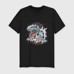 Мужская футболка хлопок Slim Predatory tyrannosaurus