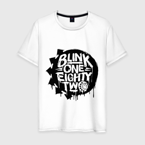 Мужская футболка из хлопка с принтом Blink one eighty two, вид спереди №1