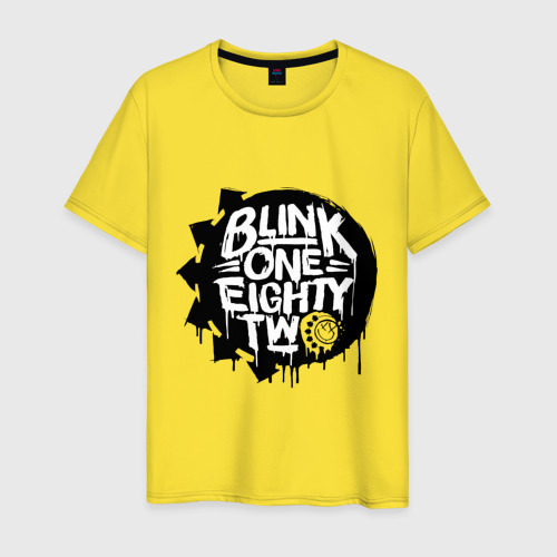 Мужская футболка хлопок Blink one eighty two, цвет желтый