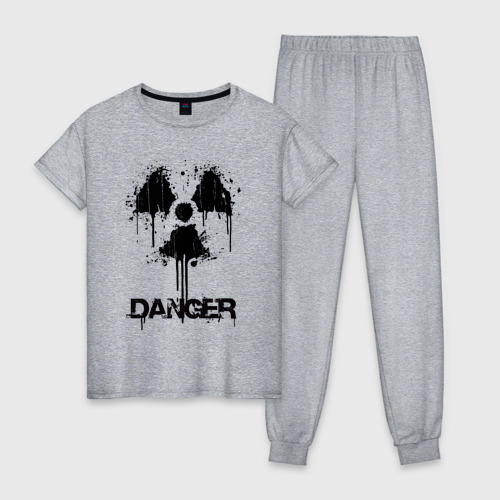 Женская пижама хлопок Danger radiation symbol, цвет меланж