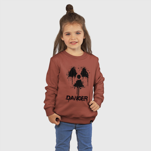 Детский свитшот хлопок Danger radiation symbol, цвет кирпичный - фото 3