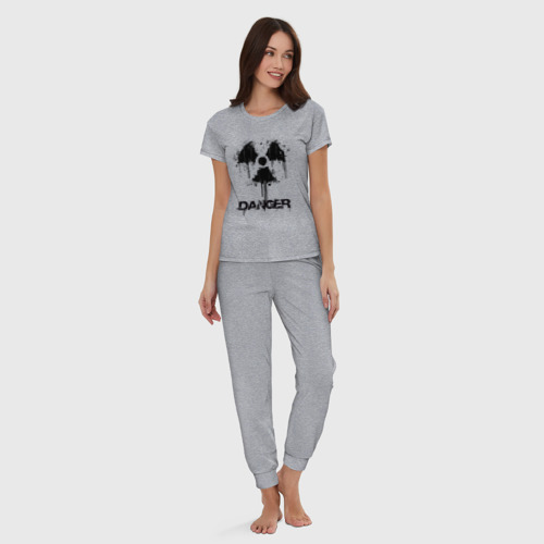 Женская пижама хлопок Danger radiation symbol, цвет меланж - фото 5
