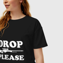 Женская футболка хлопок Oversize Drop AWP Please - фото 2