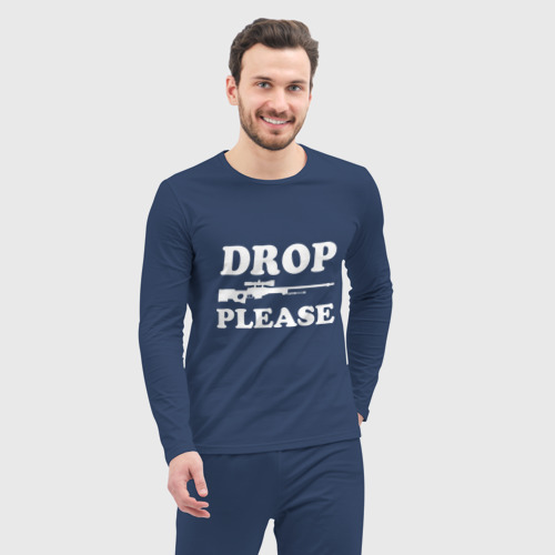 Мужская пижама с лонгсливом хлопок Drop AWP Please, цвет темно-синий - фото 5