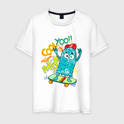 Монстр скейтбордист – Мужская футболка хлопок с принтом купить со скидкой в -20%