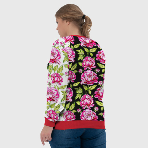Женский свитшот 3D с принтом Анна в цветах, вид сзади #2